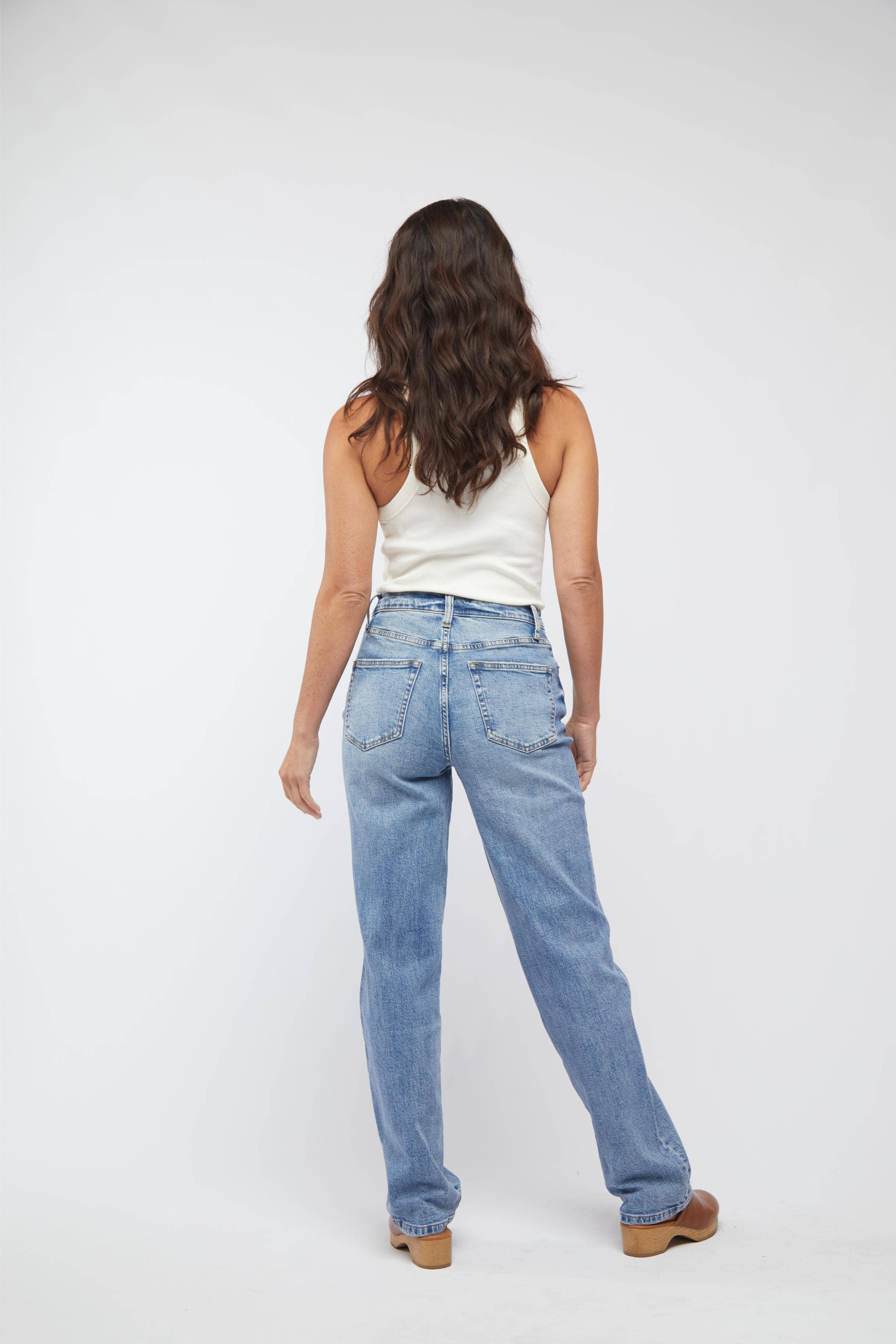 Oliver Logan - Wholesale Jeans - Women's - Mulberry High Rise Straight Leg Jean, Classic Blue 1