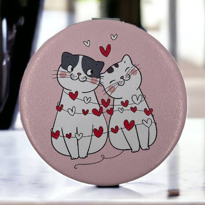 Round Compact Metal Mirror Cat for wholesale by CRETE TRADING INC