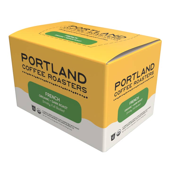 12ct Single Serve Organic French Roast for wholesale by Portland Coffee Roasters