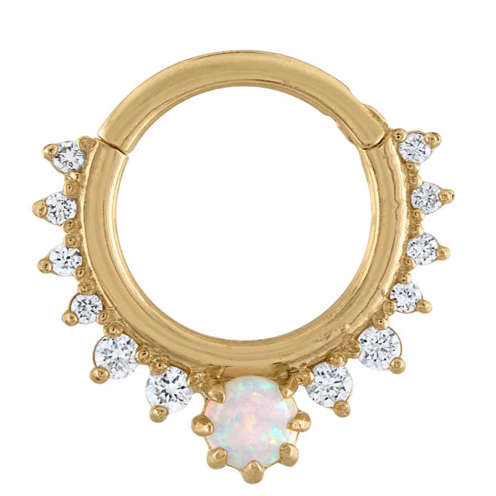Zahav Jewelry - Wholesale Multi-Stone Ring - 14K Solid Yellow Gold Genuine Diamond Septum Ring