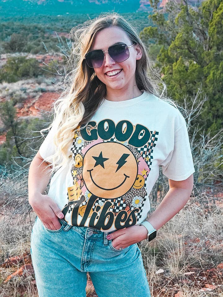 Good Vibes Graphic T-Shirt for wholesale by Sugar Stitch