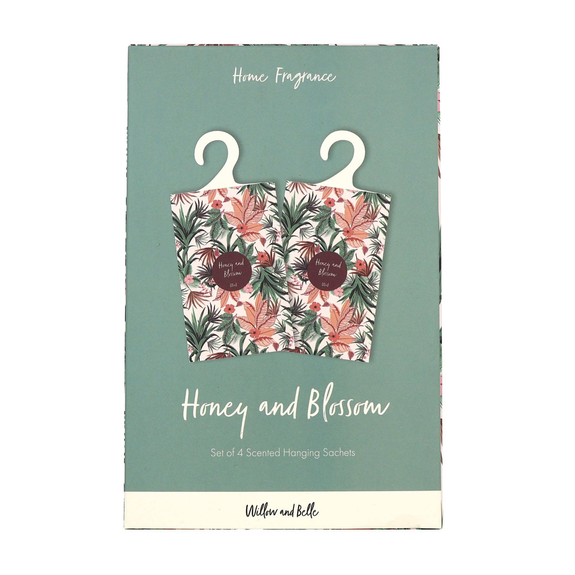 Robert Frederick Ltd – wholesale Sachet – Willow and Belle Scented Hanging Sachet - Set of 4 Honey and Blossom - Tropical Design1