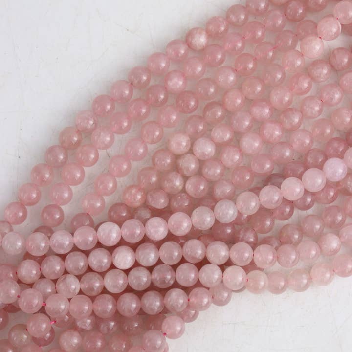 Perles rondes en quartz rose de 10 mm pour la vente par Mi Esperanza Minerals