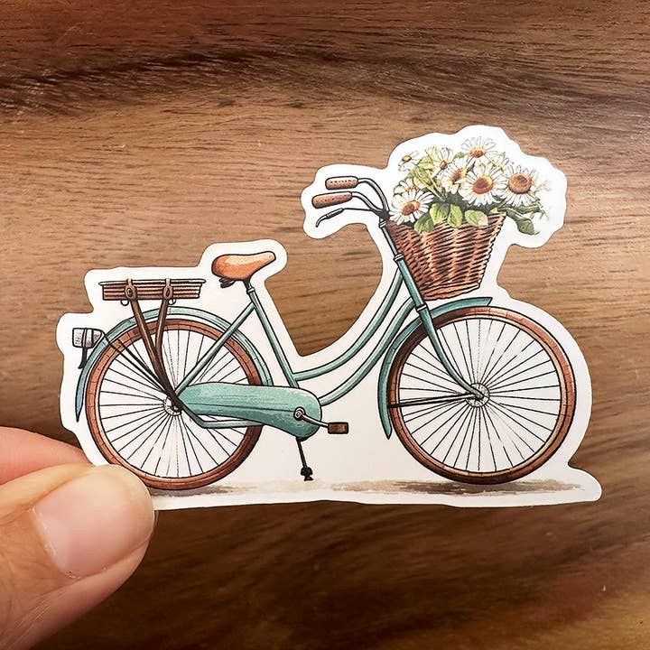 Vélo rétro avec fleurs | Joli autocollant | Vélo | Boho pour la vente par Missional Merch