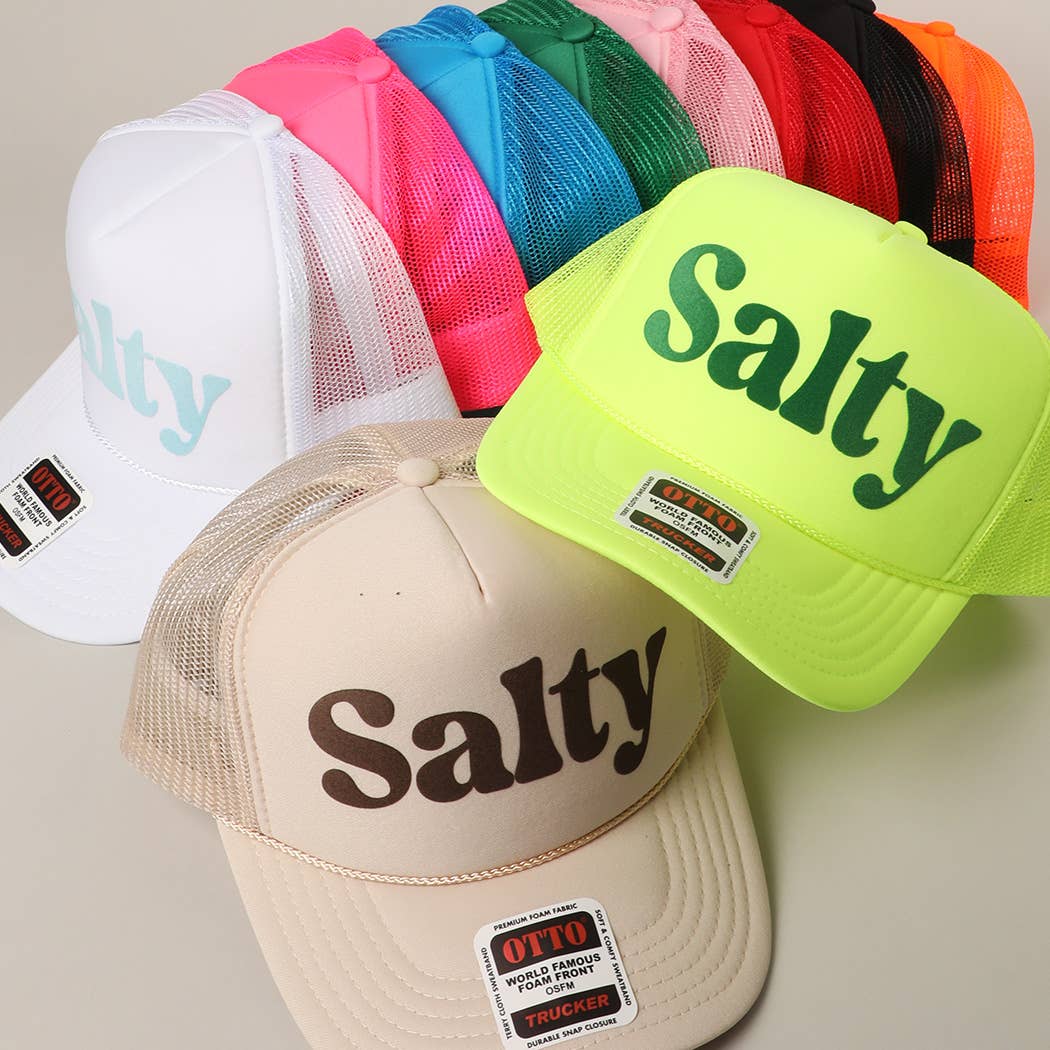 Fashion City – wholesale Trucker hat – Unisex – Salty Text Printed Mesh Back Foam Trucker Hat35