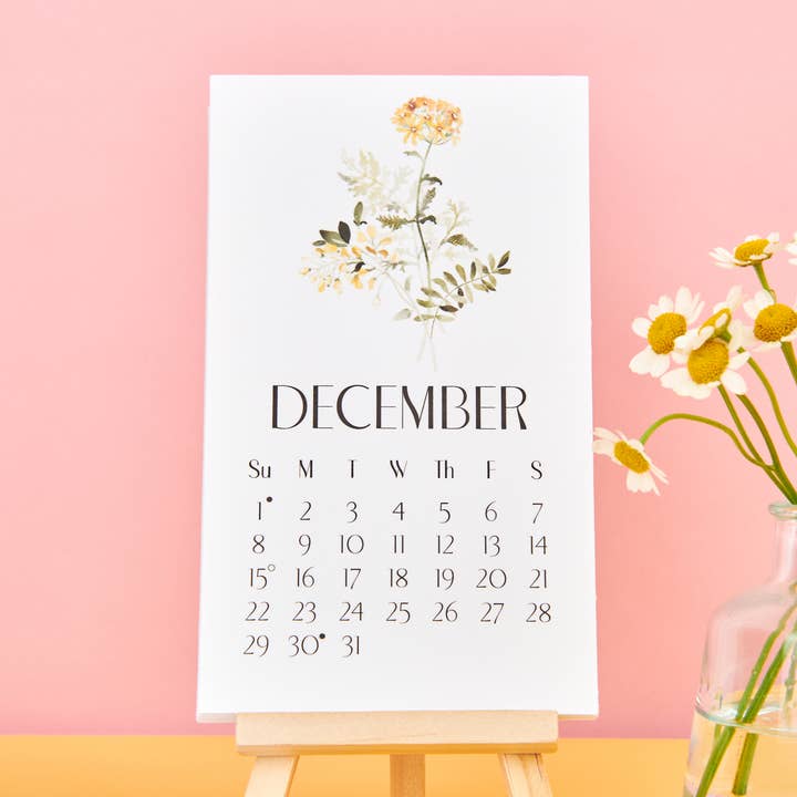 Wildflower Bouquets 2026 Desk Calendar for wholesale by Lucky Dog Design Co.