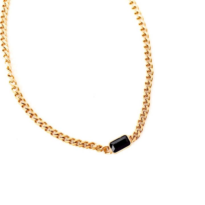 Pretty Simple - Wholesale Pendant/Charm Necklace - Black Stone Chain Necklace - WATERPROOF