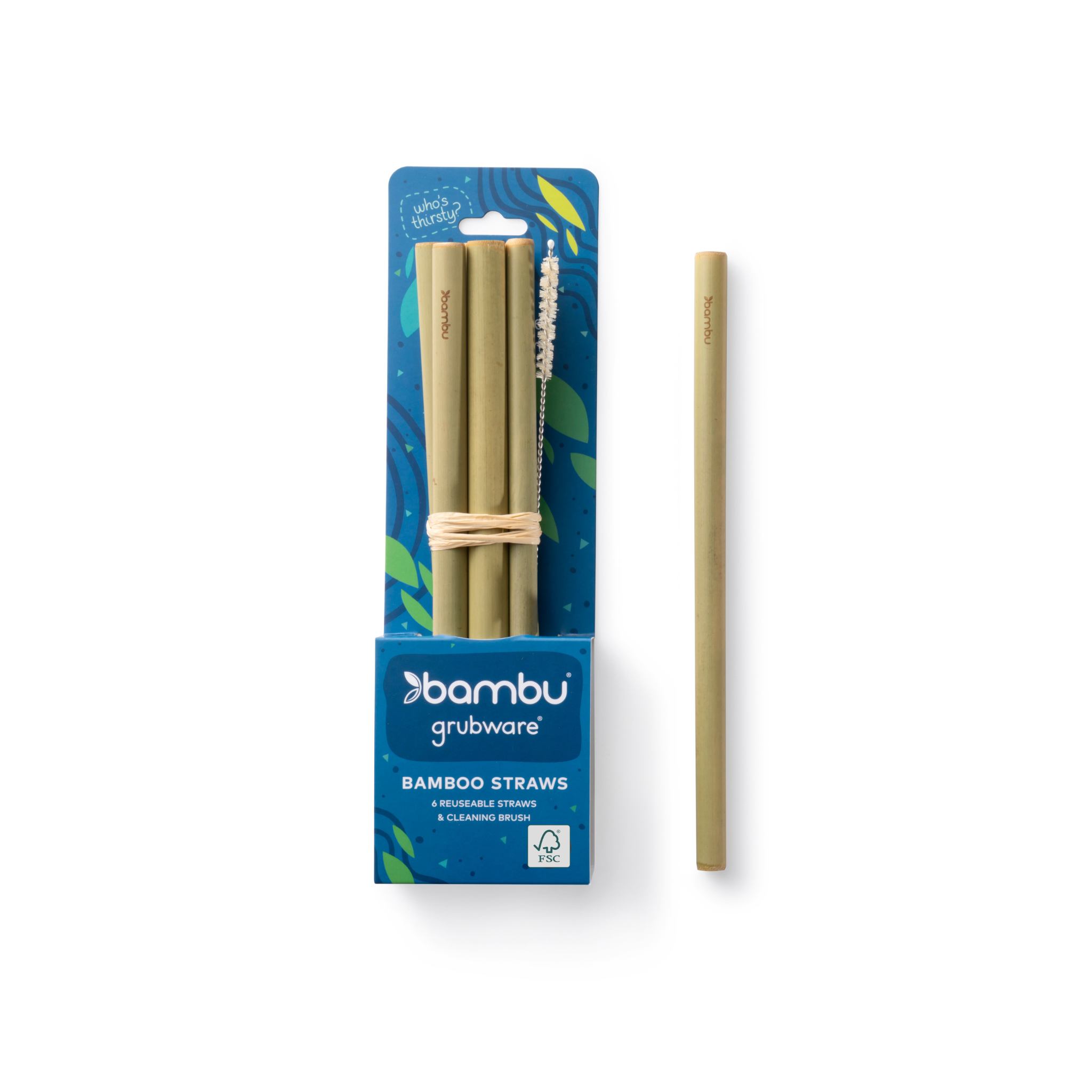 bambu® - Wholesale Drinking straw - Original Reusable Green Bamboo Straws - Set of 60