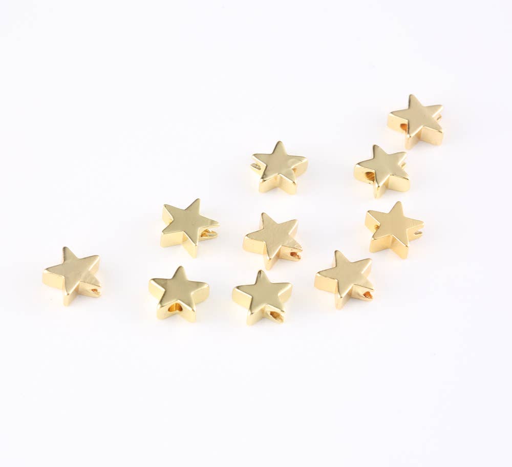 Beads Creation - Wholesale Individual Charm/Pendant - Gold Filled Star Bead, Spacer Beads, BD0492