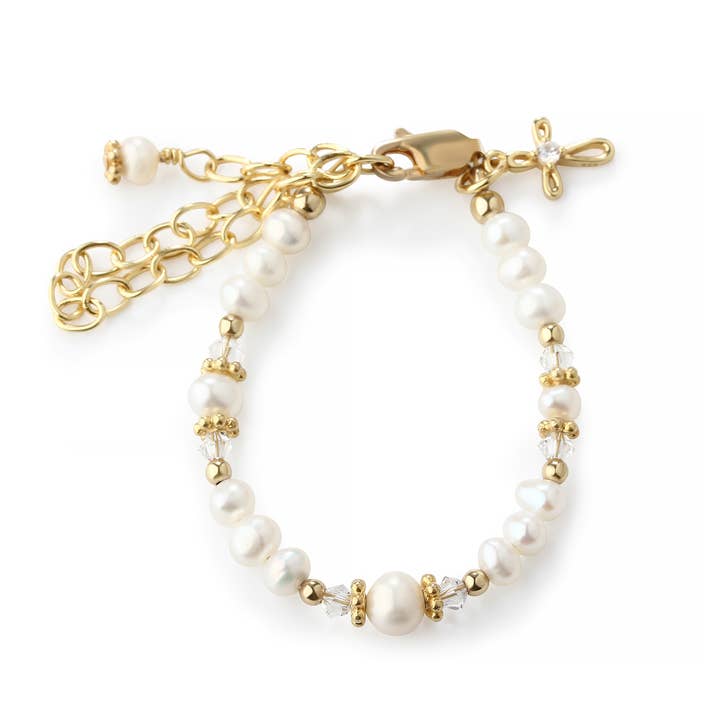 Pulsera de cruz para bautizo a novia en oro de 14K – regalo para bautizo de bebé para venta al por mayor de Cherished Moments