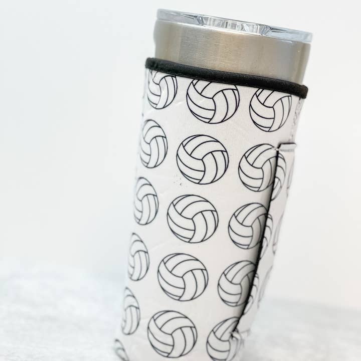 Prep Obsessed Wholesale - Wholesale Drink Huggers & Koozies - Insulated Cold Cup Sleeve with Handle - Volleyball