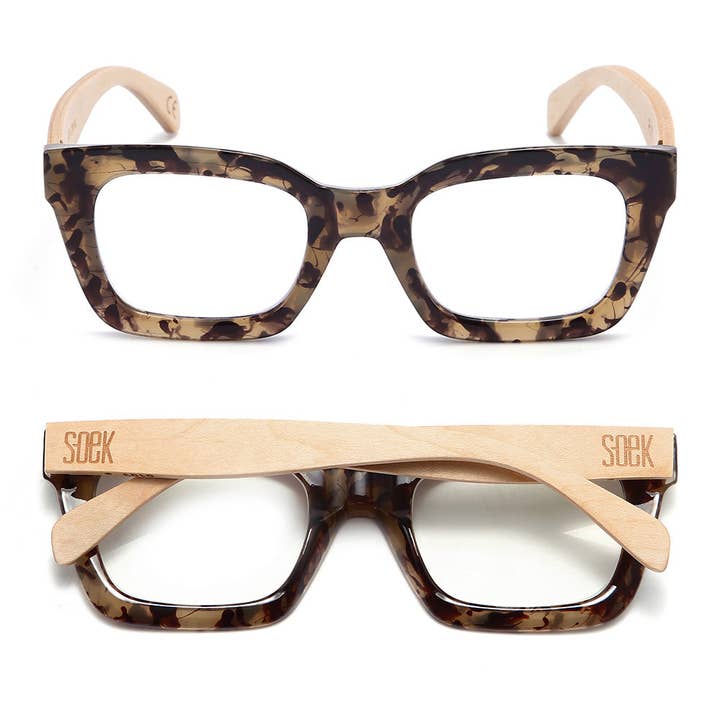 Zahra Opal Tort - Magnifying Reader +1 for wholesale by SOEK Sustainable Wooden Eyewear