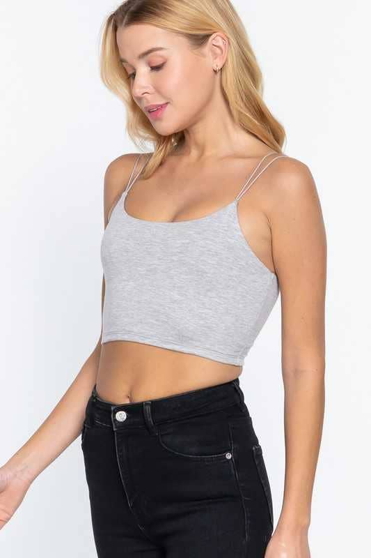 Vanilla Monkey - Wholesale Tank Top - Women's - Round Neck Elastic Strap Two Ply Knit Cami Crop Top8
