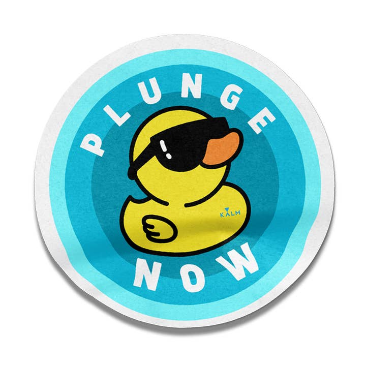 Autocollant Canard Kalm ''PLONGEZ MAINTENANT''. Personnalisez tout avec nos autocollants, durables et résistants à l'eau. pour la vente par Kalm Yoga
