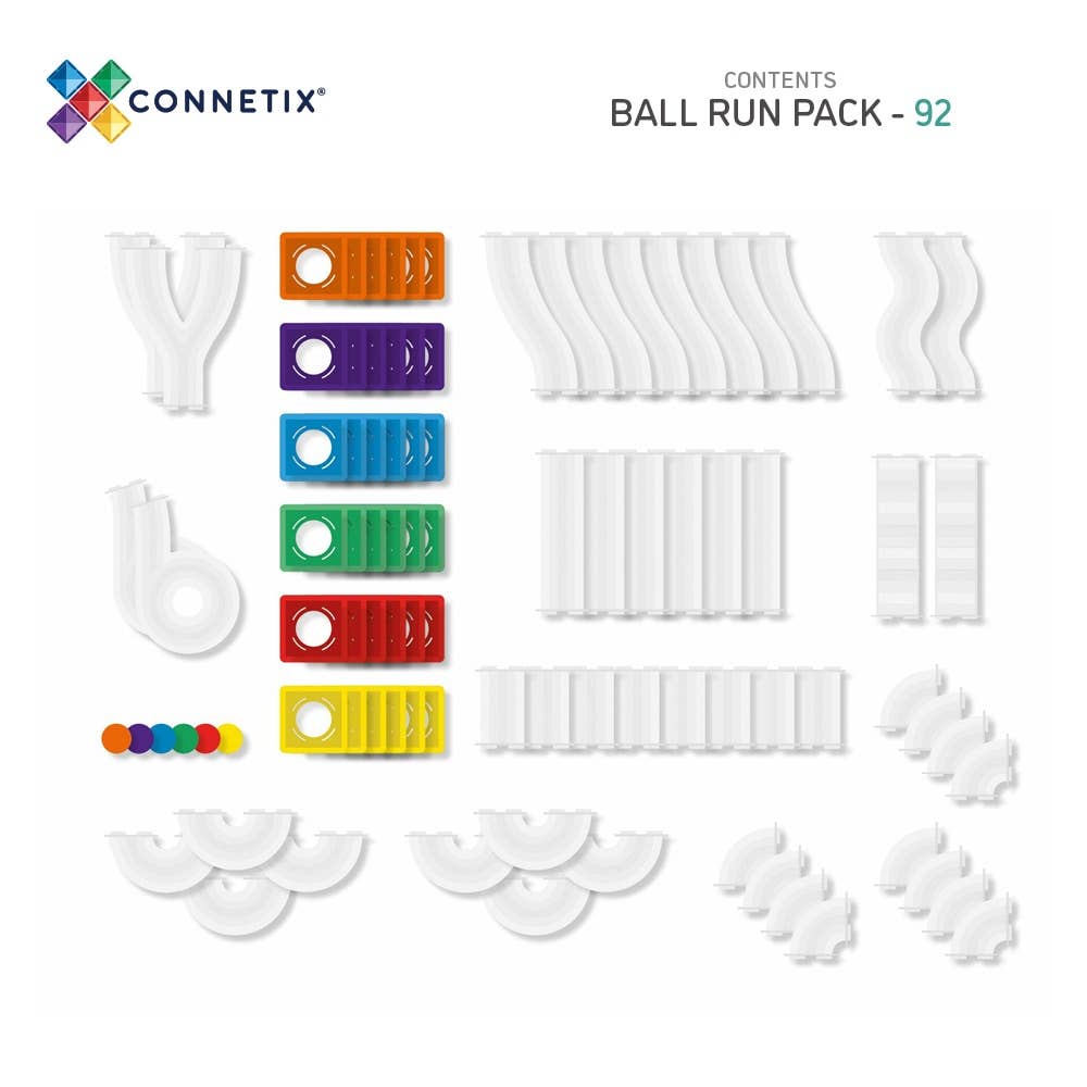 CONNETIX - Wholesale Building Set - Kids - CONNETIX Magnetic Tiles Rainbow Ball Run Pack, 92 Pieces11