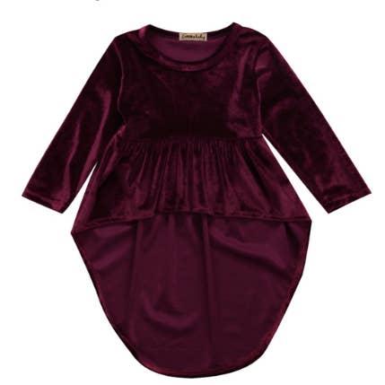 The New Class - Vente Chemise – enfant - Tunique Haute-Bas Lorde en Velours Bordeaux