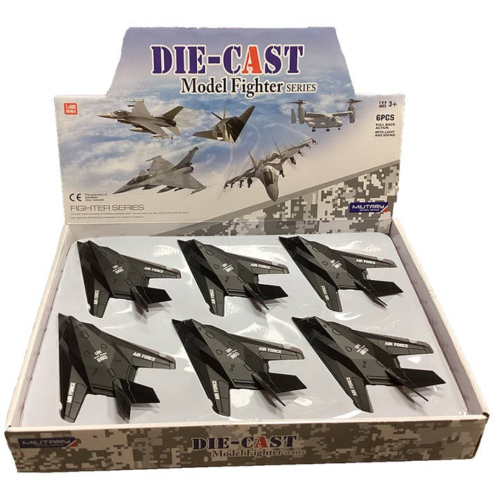 B-1 Bomber Jet Pull-Back Military Planes, Display of x6 for wholesale by Texas Toy Distribution