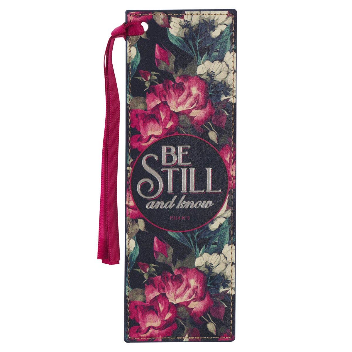 Christian Art Gifts - Wholesale Bookmark - Be Still Vintage Floral Faux Leather Bookmark - Psalm 46:100