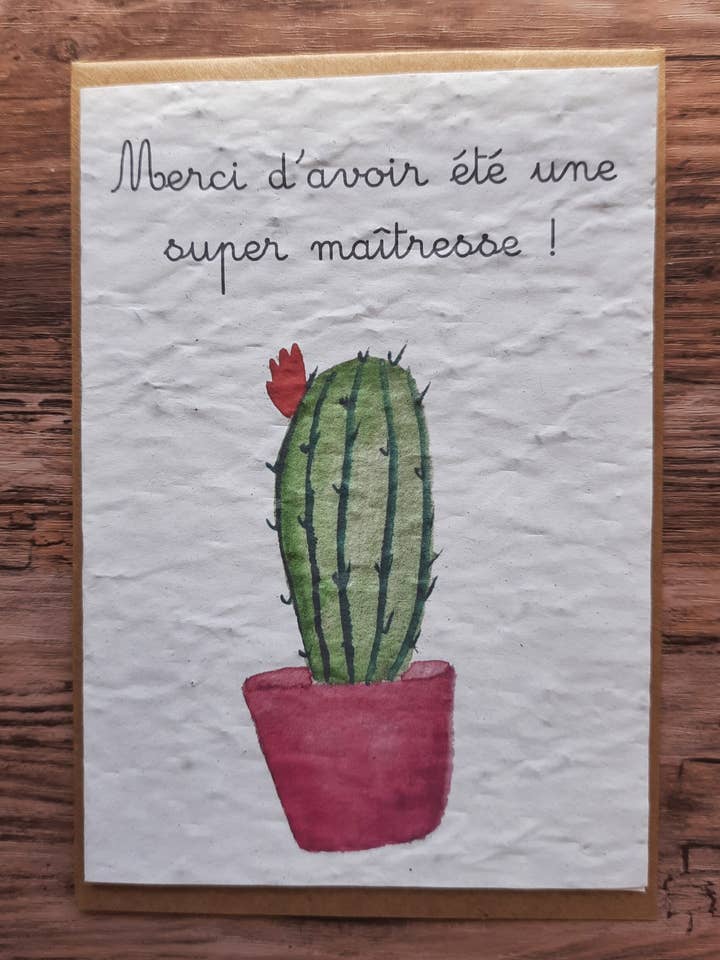 Tarjeta de planta: ¡Gracias por ser una súper maestra! para venta al por mayor de Des Mots Qui Fleurissent