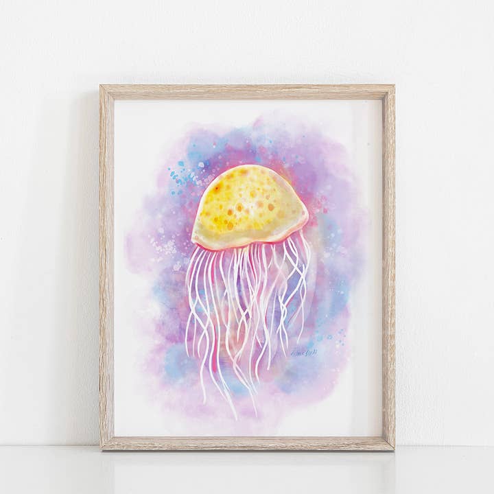Dawn of Designs - Wholesale Art Print - Watercolor Jellyfish Art Print1