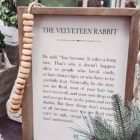 Willie & Dolly Designs – Sinal por atacado – The Velveteen Rabbit Citação Placa emoldurada de madeira1
