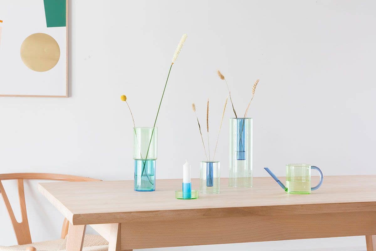 Block Design - Wholesale Candle Holder - Duo Tone Glass Candle Holder2