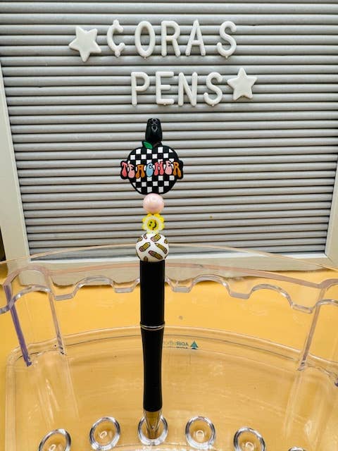 Checkered Apple Teacher Pen for wholesale by Cora’s Pens