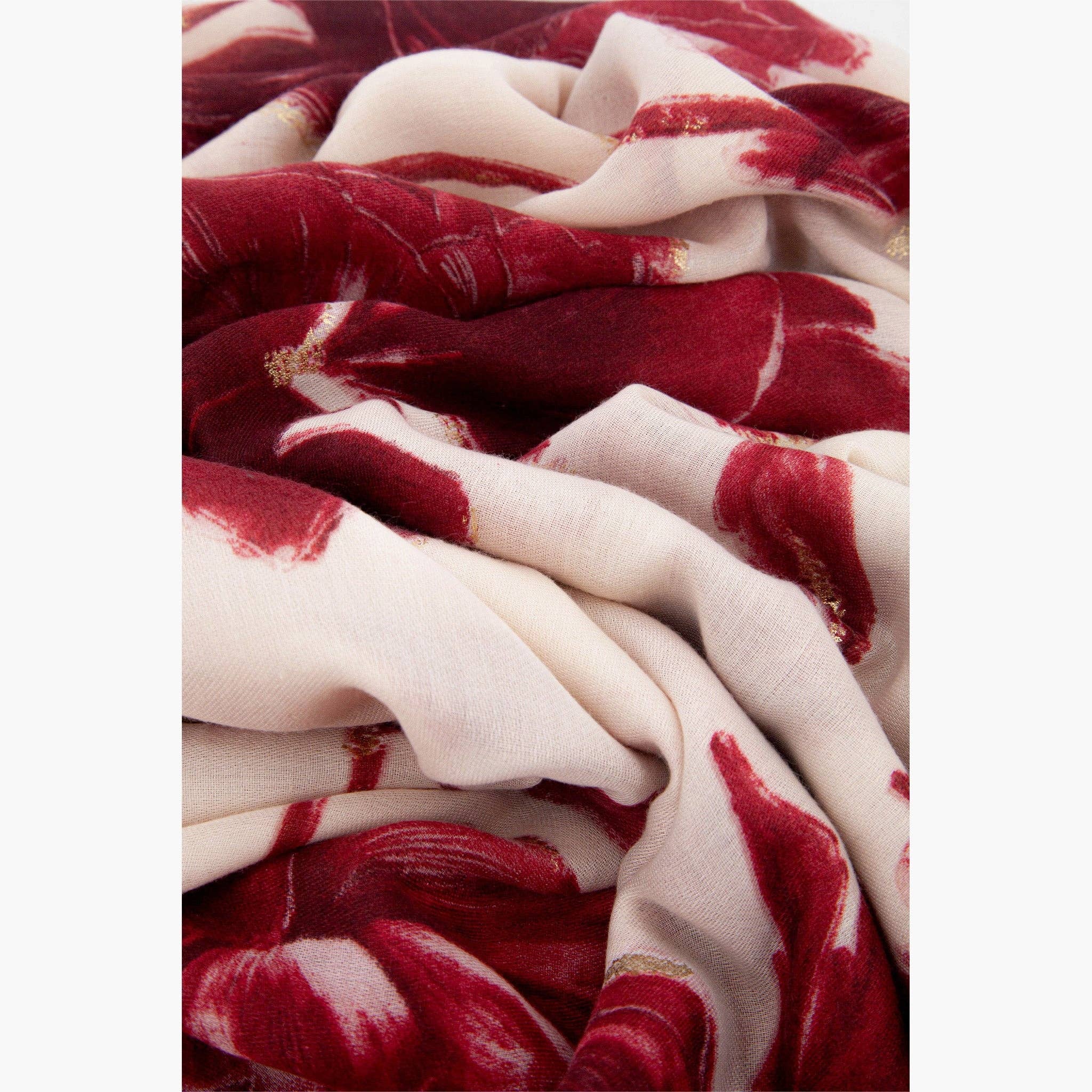 Sarta Accessories - Vendita all'ingrosso Sciarpa - Donna - Sciarpa Leggera Floreale Astratta Rossa Eleanor1