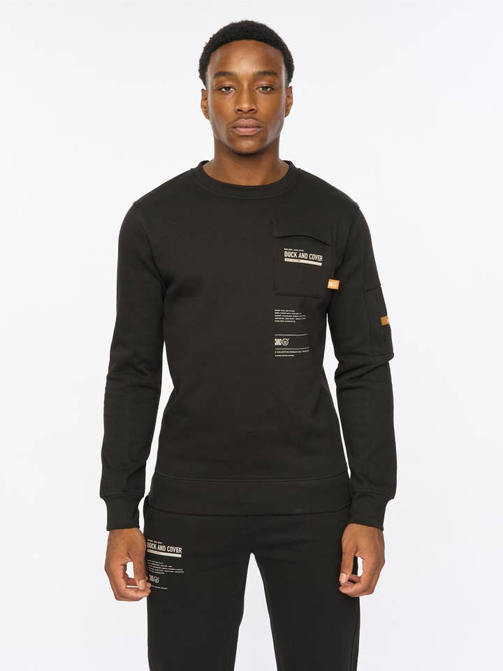 Applewood Crew Sweat Black for wholesale by Duck and Cover