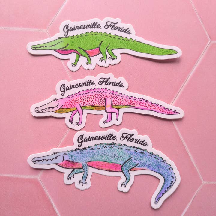 Sticker - "Gainesville, Florida" Gator (choice of color) for wholesale by Natalie V. Mason