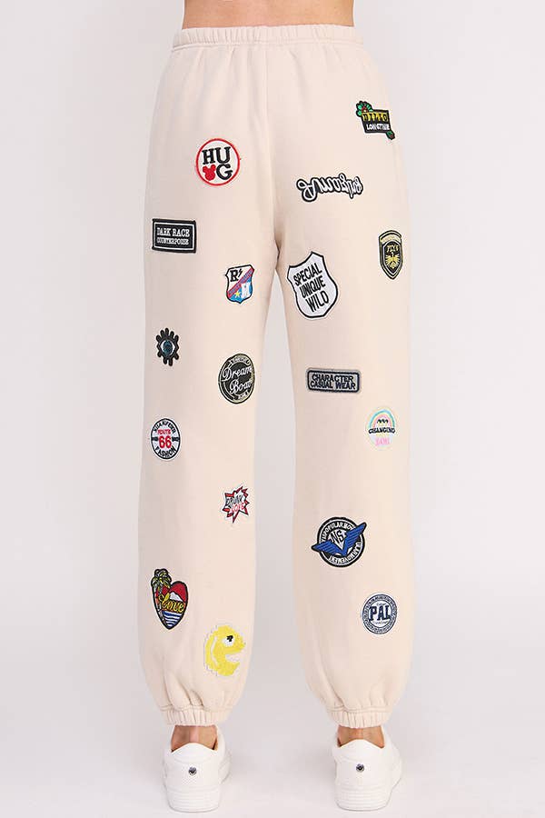 JADE BY JANE – Großhandel Lounge-Trainingshose/-Jogginghose – Damen – Jogginghose mit mehreren Patches und hoher Taille JBJ102216