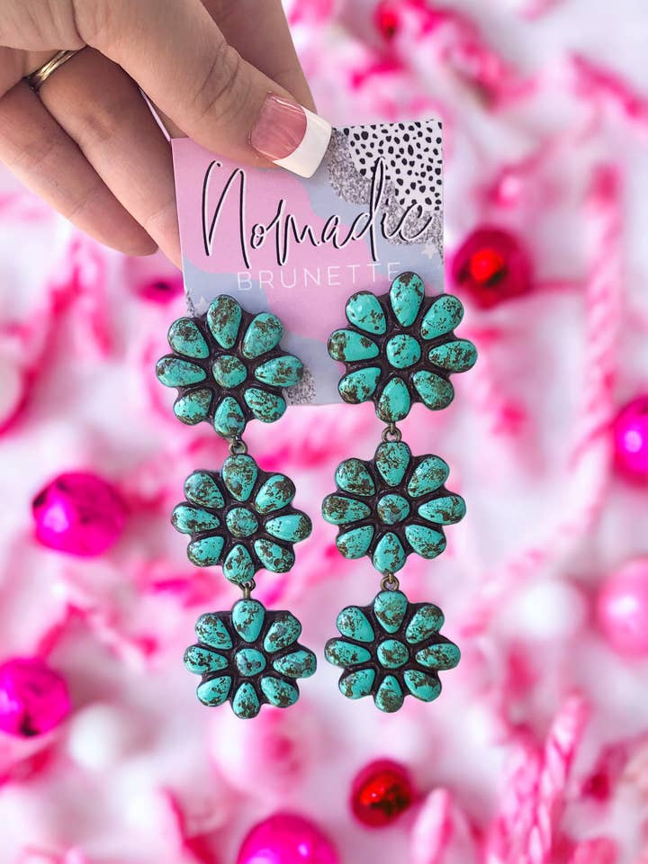 Turquoise Cluster Earrings for wholesale by Nomadic Brunette