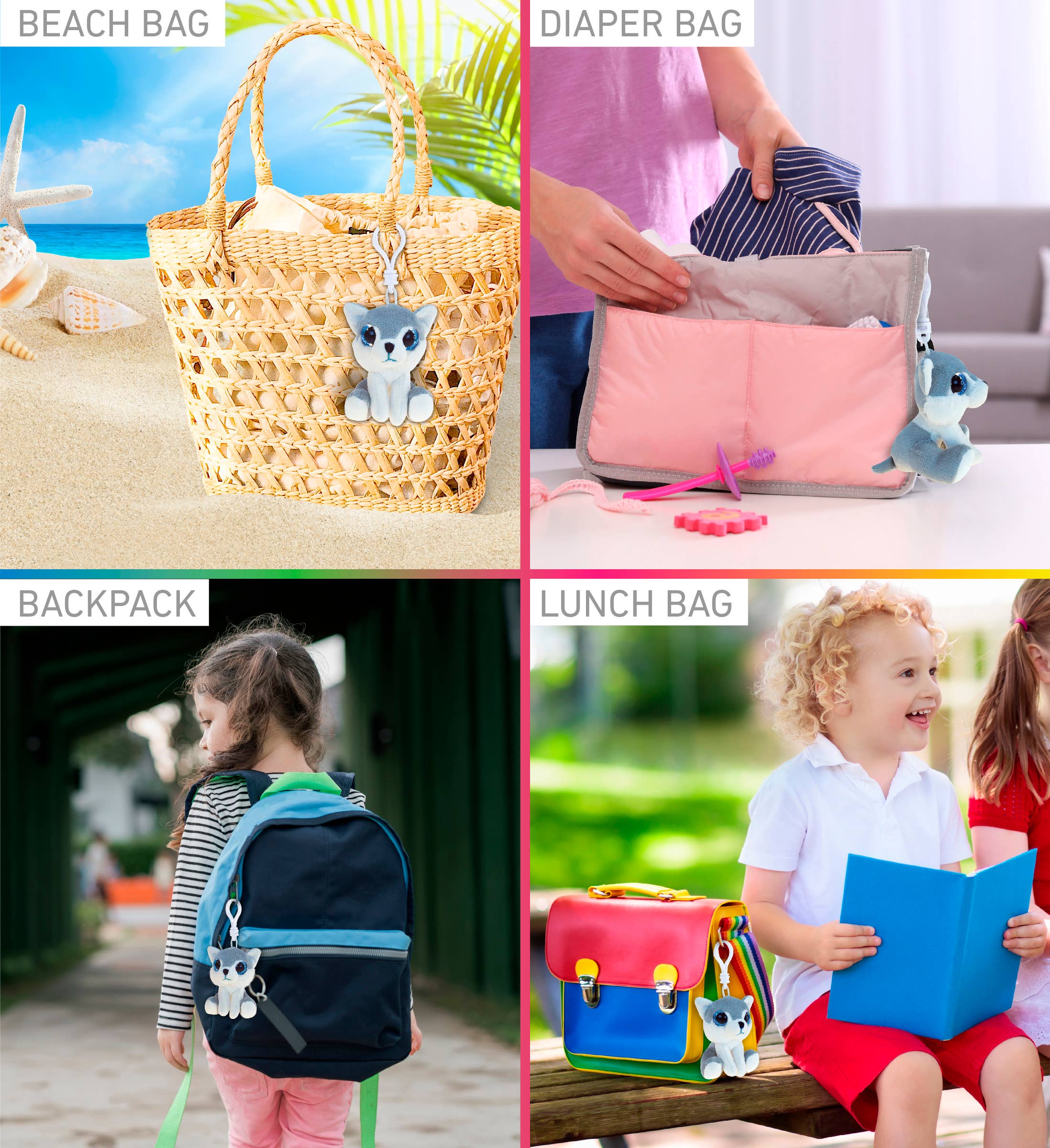 Cota Global - Wholesale Stuffed/Plush Toy - Kids & Baby - Big Eye Keychain - Wolf3