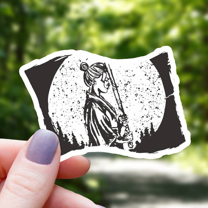 Samurai flicka med Katana flagga klistermärke - 3" för wholesale av Mimic Gaming Co