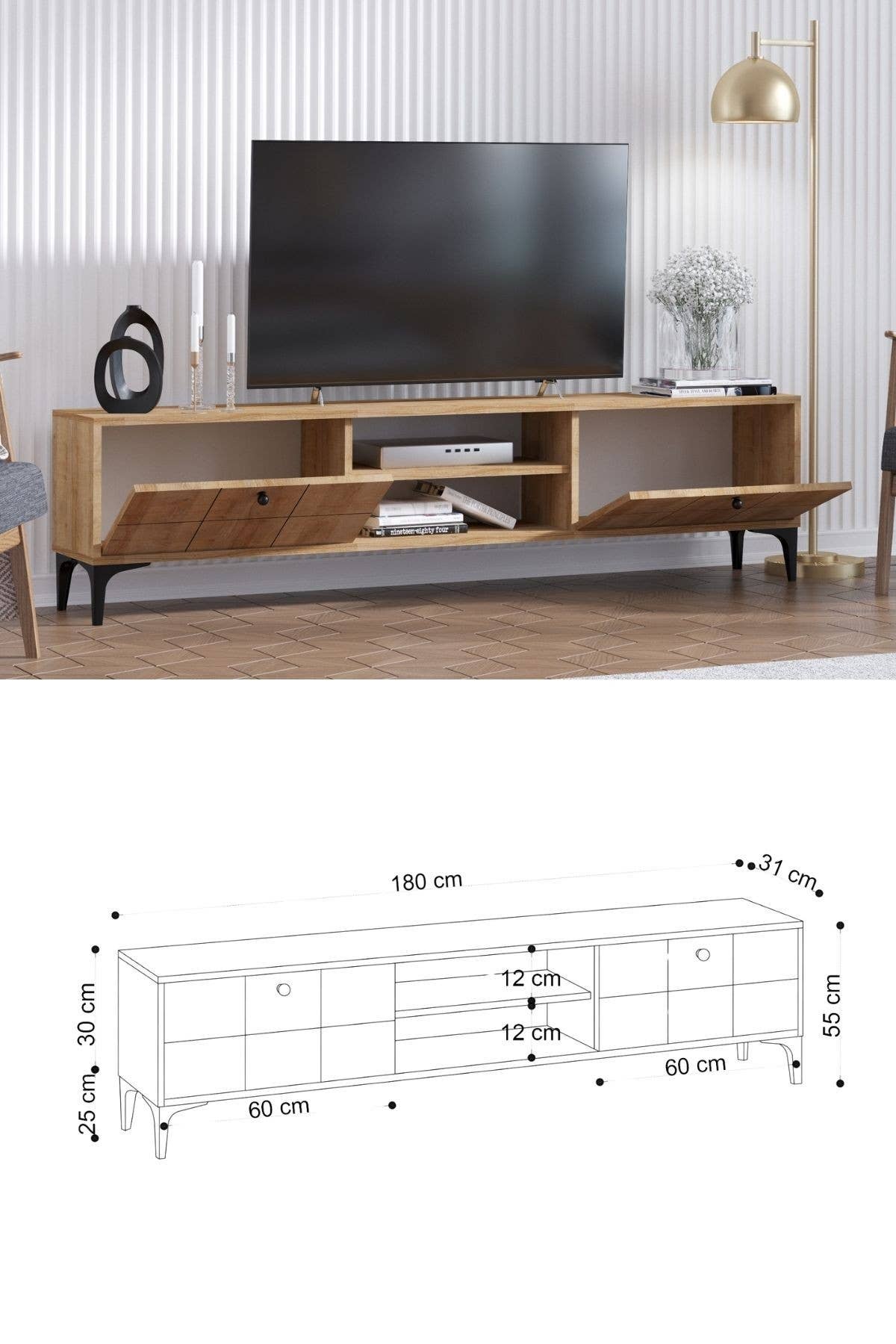 Multi Colored Decormet Hera TV Stand Sapphire Oak for wholesale on Faire0