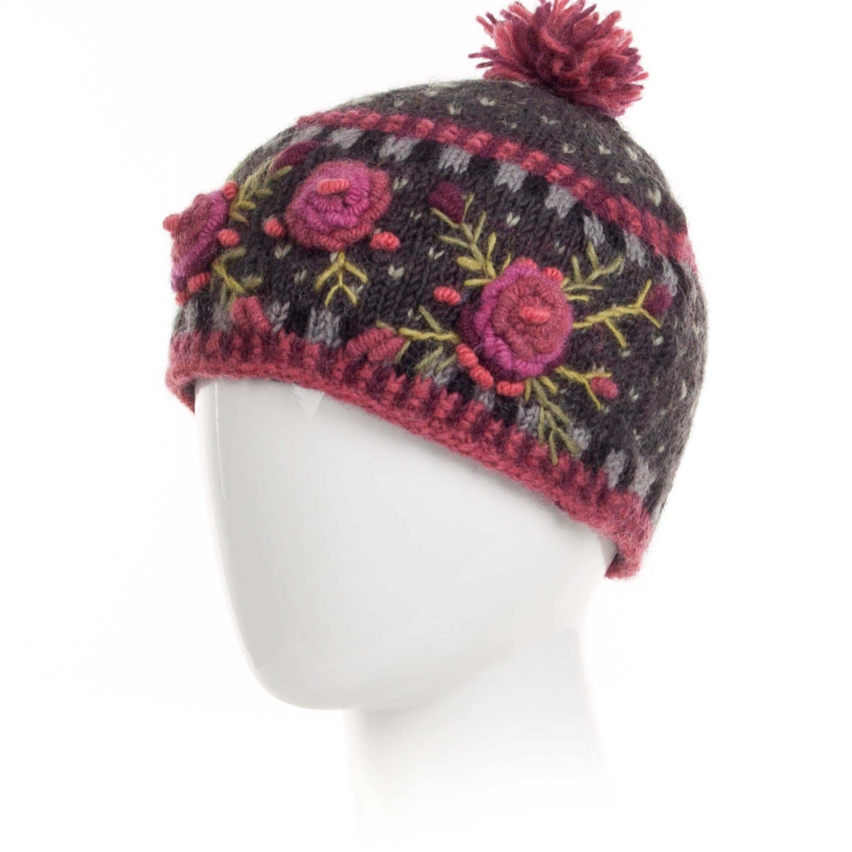 Lost Horizons Knitwear – Ships from USA - Wholesale Beanie - Women's - Aubrey Hand Knit Wool Beanie | Embroidered Floral Hat1