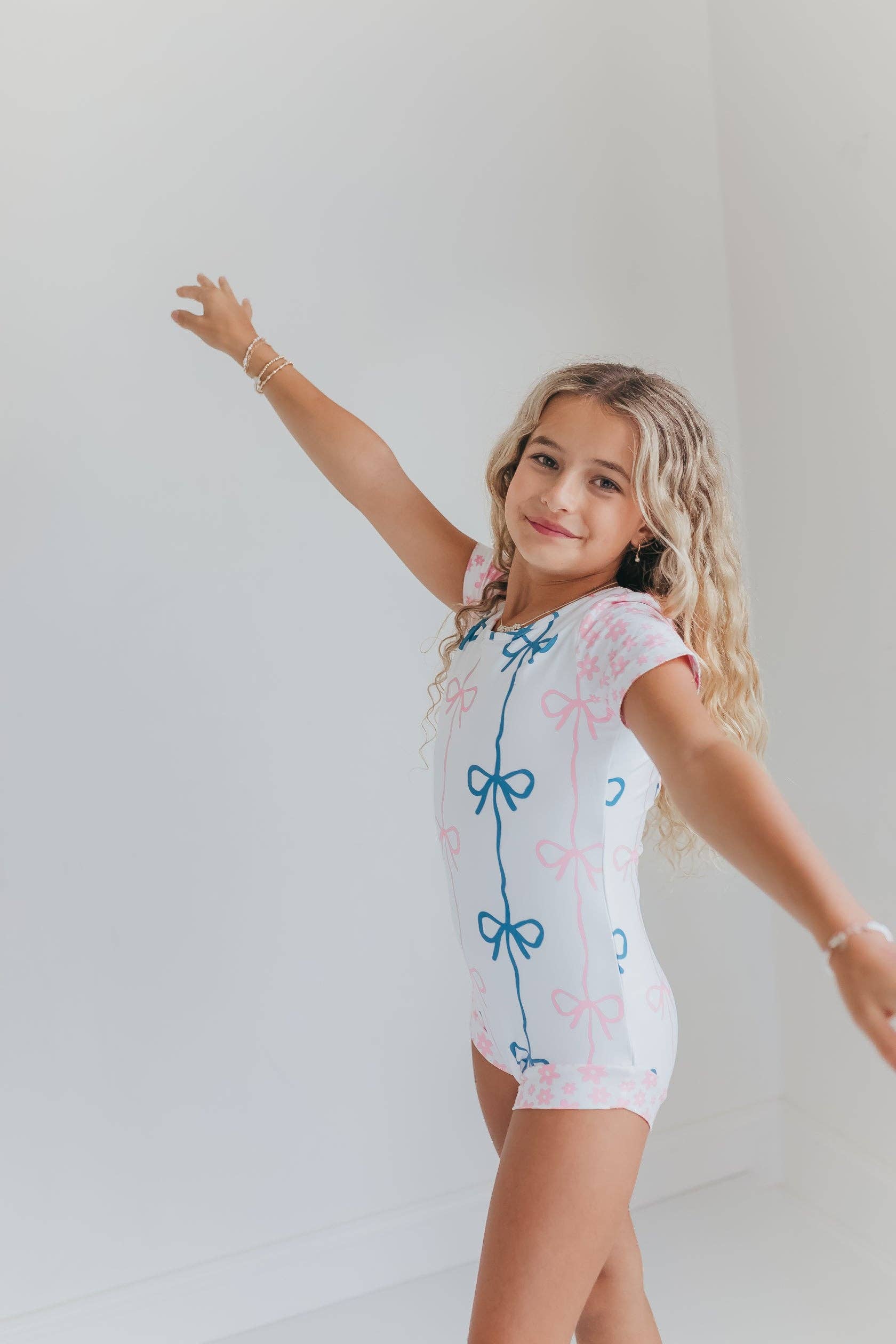 Oopsie Daisy - Wholesale Leotard - Kids - Kids Pink & Blue Bow Shortie Ballet Dance Gymnastics Leotard4