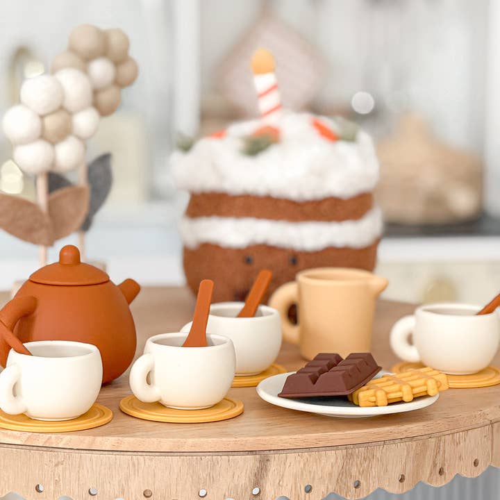 Juego de té de silicona en tonos pastel para venta al por mayor de PETIKIDS