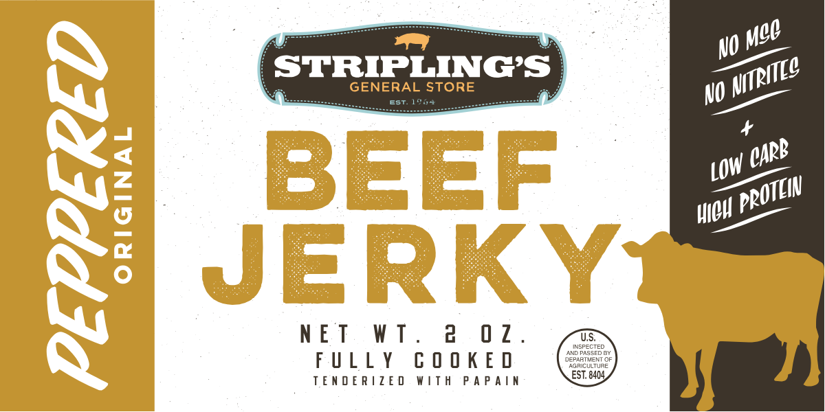 Stripling's General Store - Wholesale Jerky - 4oz Stripling's Beef Jerky - Peppered Original5