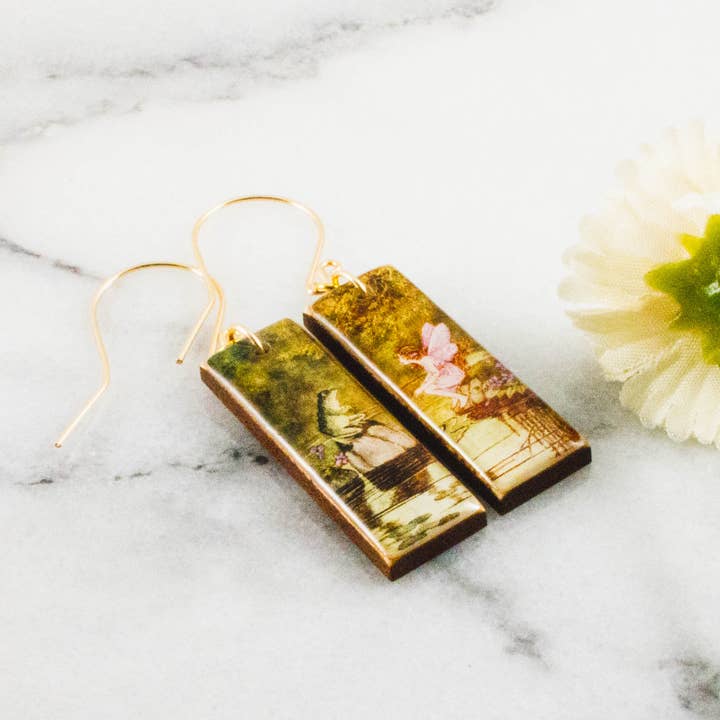Orecchini rettangolari vintage Frog+ Fairy per la vendita all'ingrosso da parte di No Man's Land