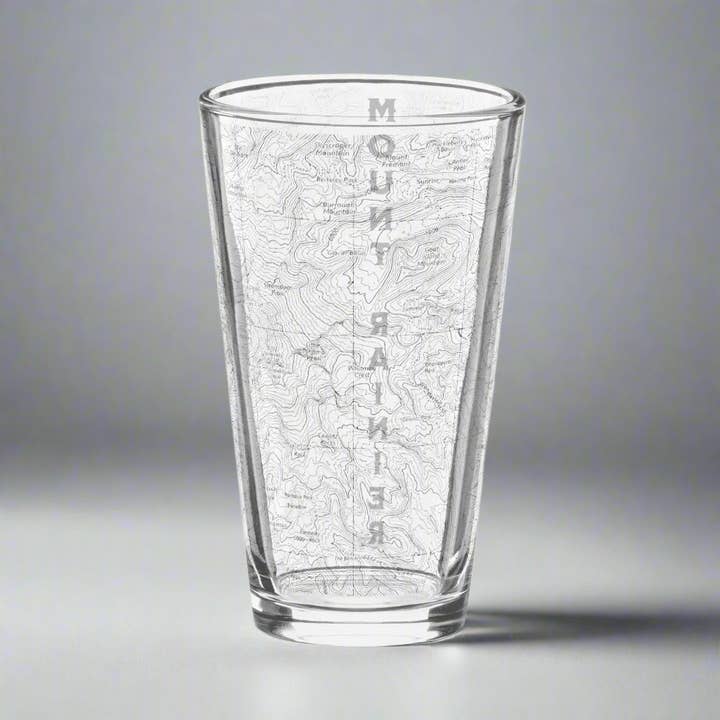 Park Service Apparel - Wholesale Cocktail/Liquor Glass - Mount Rainier Topographic Pint Glass