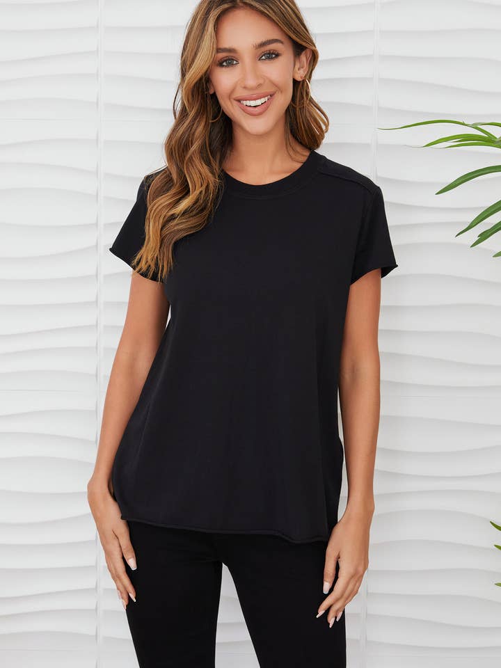 BACK SEAM SHORT SLEEVE TEE (724140) for wholesale by MILIO MILANO
