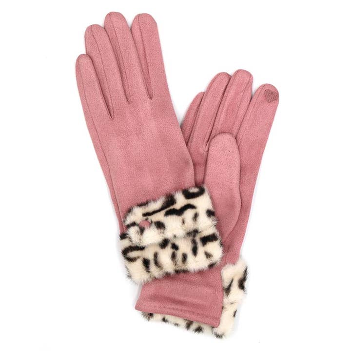 anbfashion - Venta al por mayor Guantes - Mujer - GUANTES SMART TOUCH CON PUÑOS DE PIEL SINTÉTICA DE LEOPARDO MG-0084