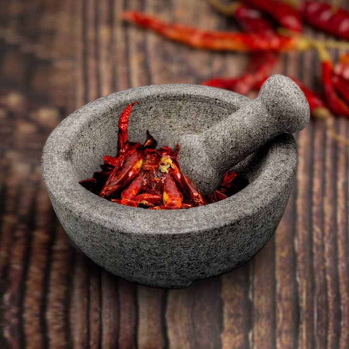 Silk Route Spice Company – Argamassa e pilão por atacado – Conjunto de Pilão e Argamassa de Granito Grande com Pés1