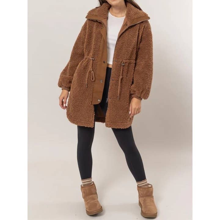 Apolline - Vente Manteau – femme - Manteau Sherpa à taille zippée2