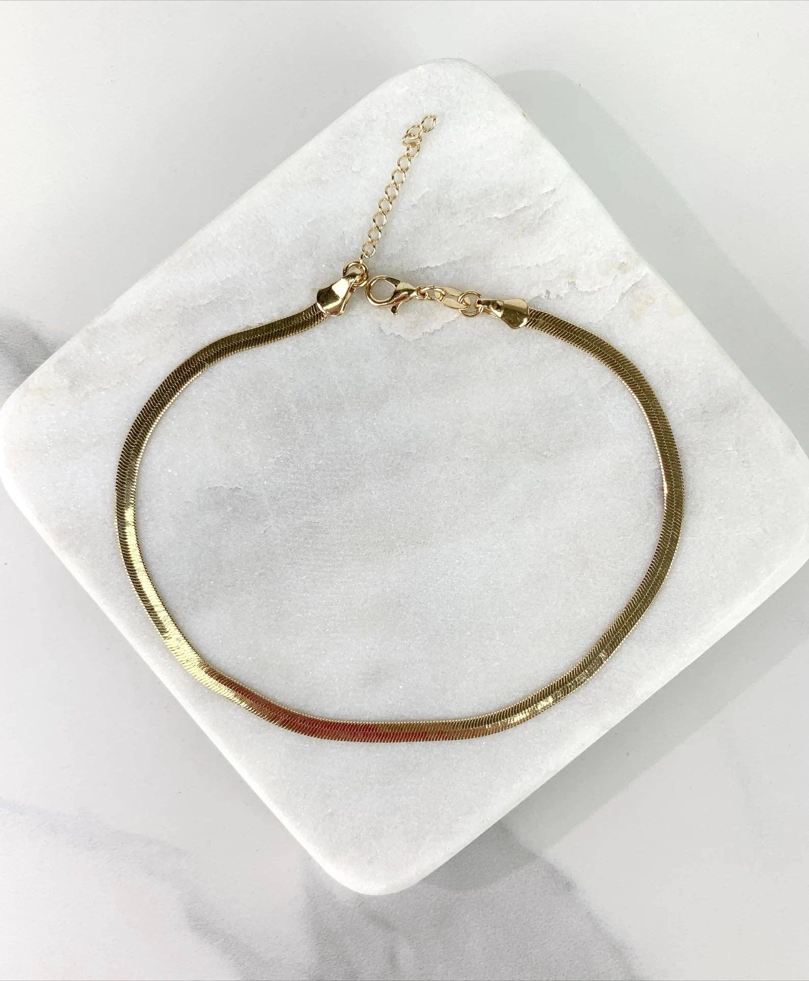 Luxus Accessories – Engroshandel Ankelkæde – 14 k guld fyldt almindeligt sildeben Link Ankelkæde 3.1mm Thicknes2