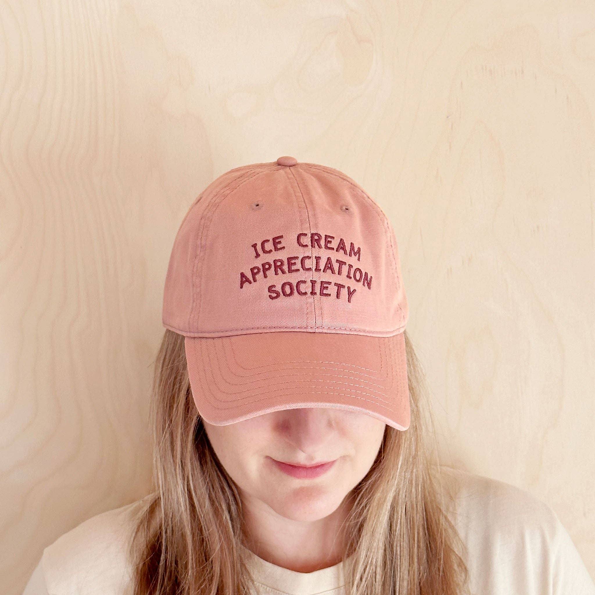 Alphabet Bags – wholesale Baseball cap – Unisex – Ice Cream Appreciation Society - Cotton Baseball Cap - Dusty Rose3