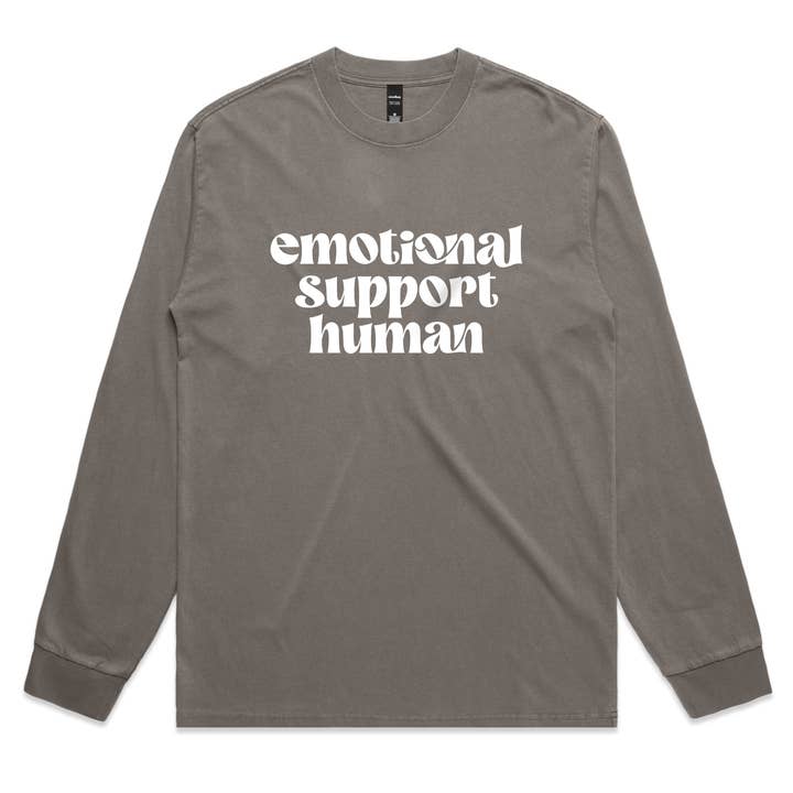 Humano de Apoio Emocional – Camisola Gráfica Minimalista de Saúde Mental com Vibe Confortável – Desbotada M/L por atacado de OSME