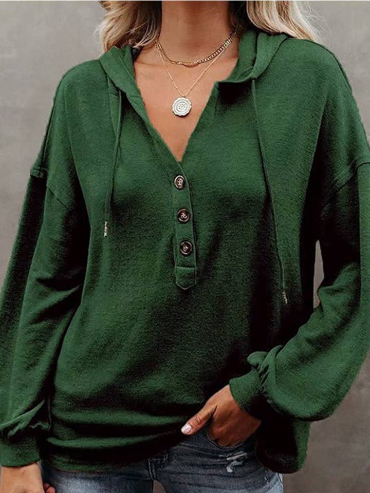 Tourtiwi - Vente Sweat à capuche – femme - Sweat à capuche boutonné décontracté de couleur unie5