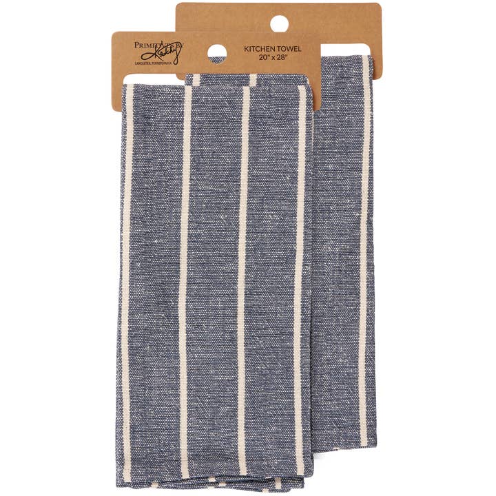 Primitives by Kathy - Wholesale Tea Towel - Blue Cream Stripe Kitchen Towel